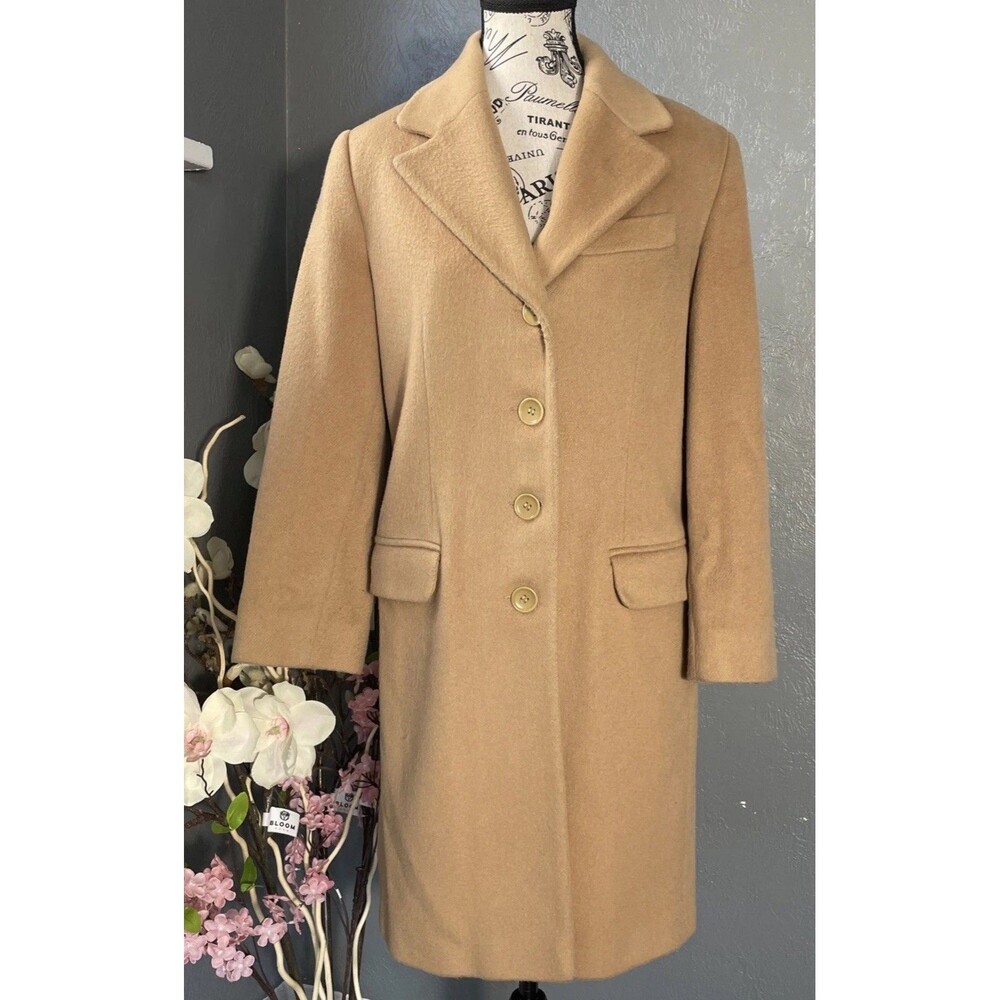 VTG Bromley Wool Blend Long Jacket Coat Brown Womens 8 USA Made Elegant Classic